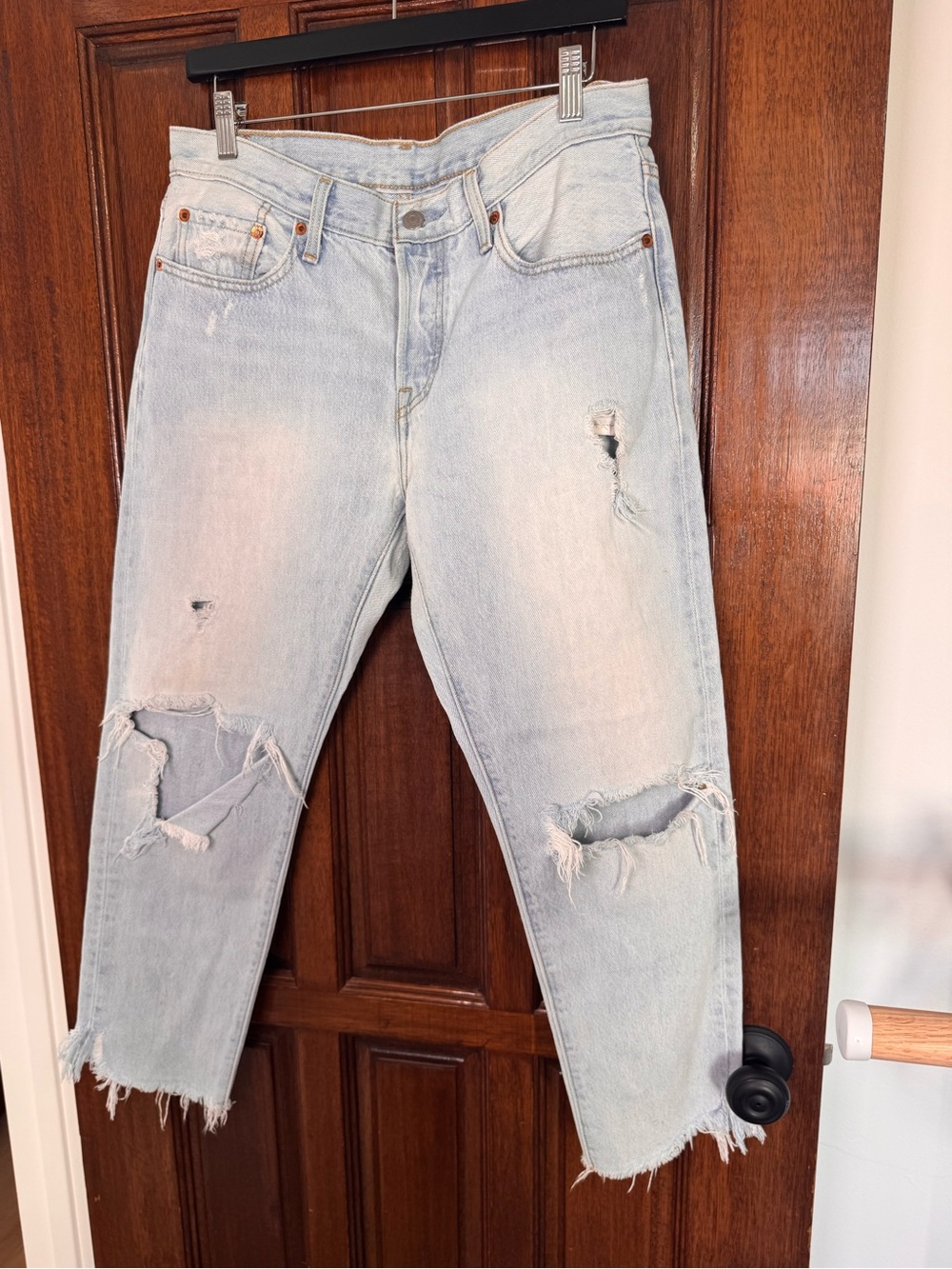 Levi's Light Blue Boyfriend Jeans with Distressed Knees